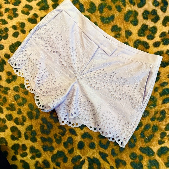 Ann Taylor Lavender Eyelet High Waist Shorts - Picture 2 of 6